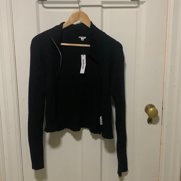 GARAGE knit black zip up sweater - Picture 1 of 5